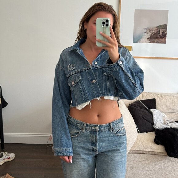 Cropped Denim Blouson Jacket – Miu Miu
